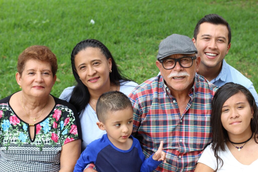 multi-generational hispanic family at a park